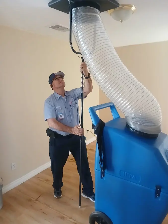 Mini Split Installation technician using HEPA equipment in Calipatria